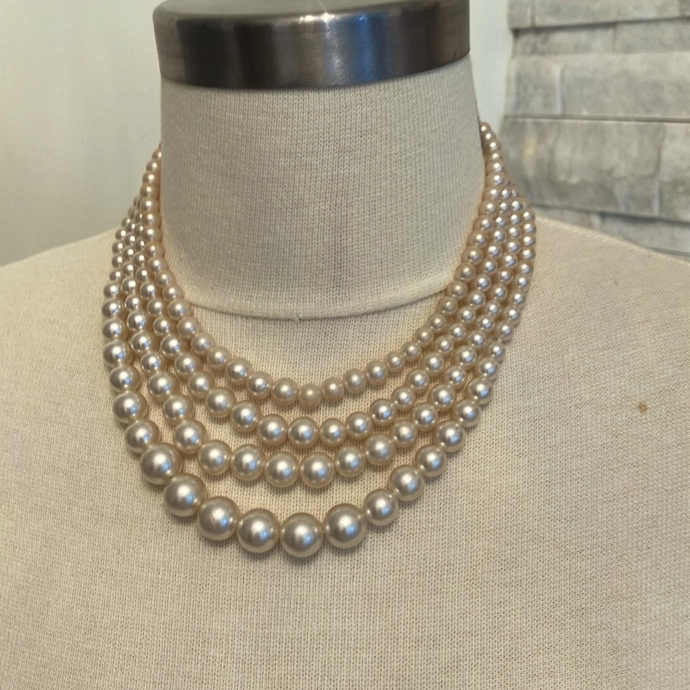Faux Pearl 4-Strand Necklace.